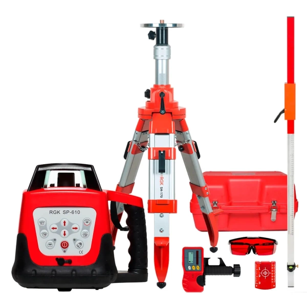 Комплект: ротационный нивелир RGK SP-610 + штатив рейка купить по низкой цене | МАКСПРОФИТ
